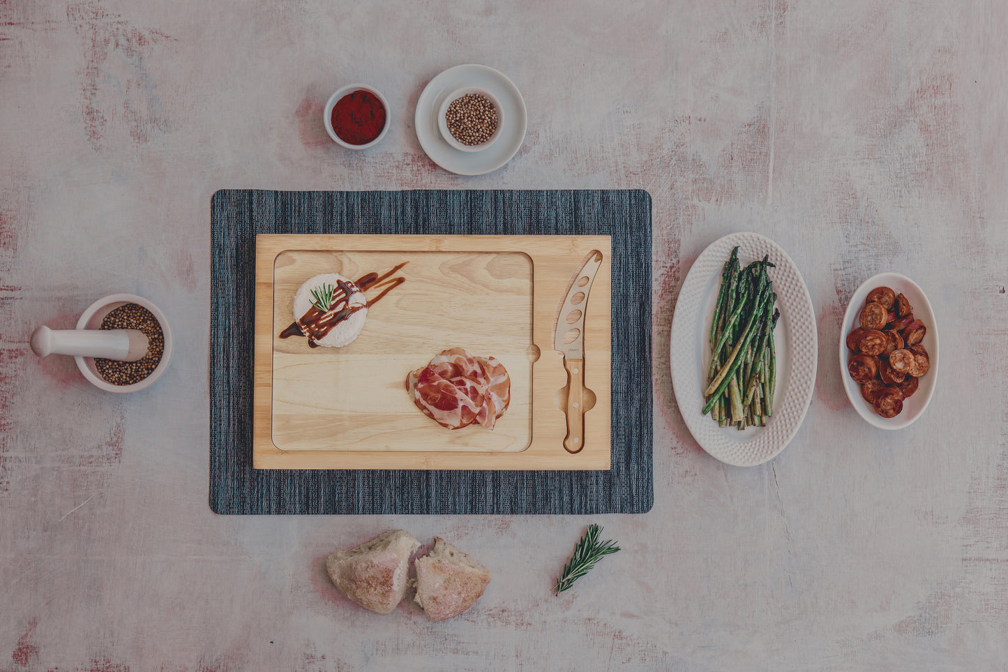 Icon Glass Top Cutting Board & Knife Set