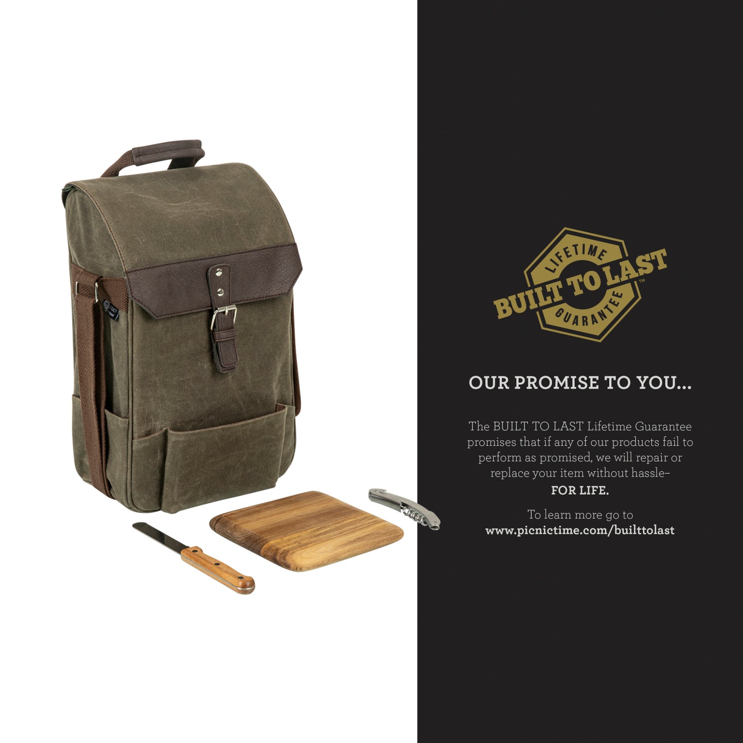 2 Bottle Insulated Wine & Cheese Cooler Tote