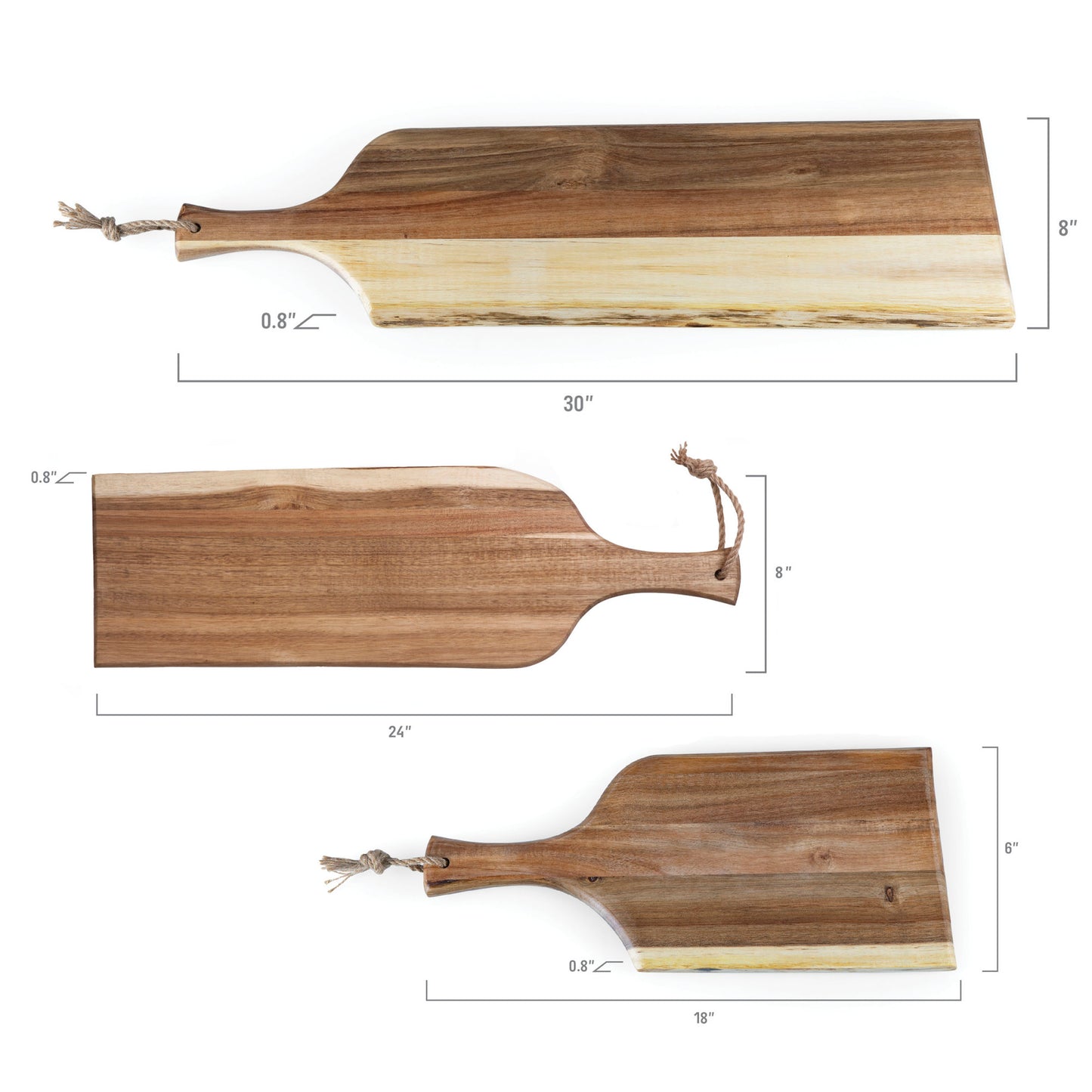 Set of 3 Artisan Serving Planks (18", 24", 30")