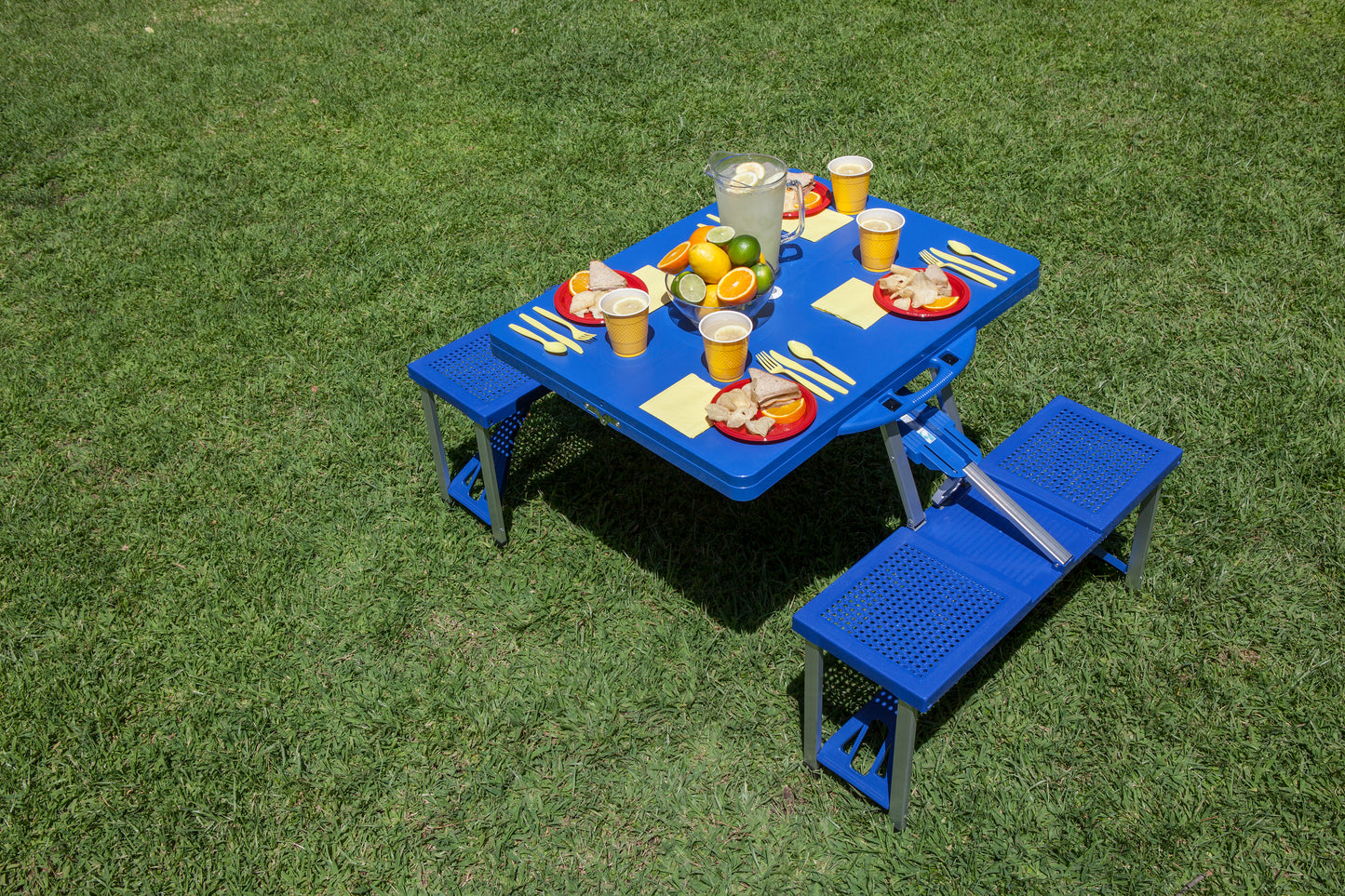 Picnic Table Portable Folding Table with Seats - Royal Blue