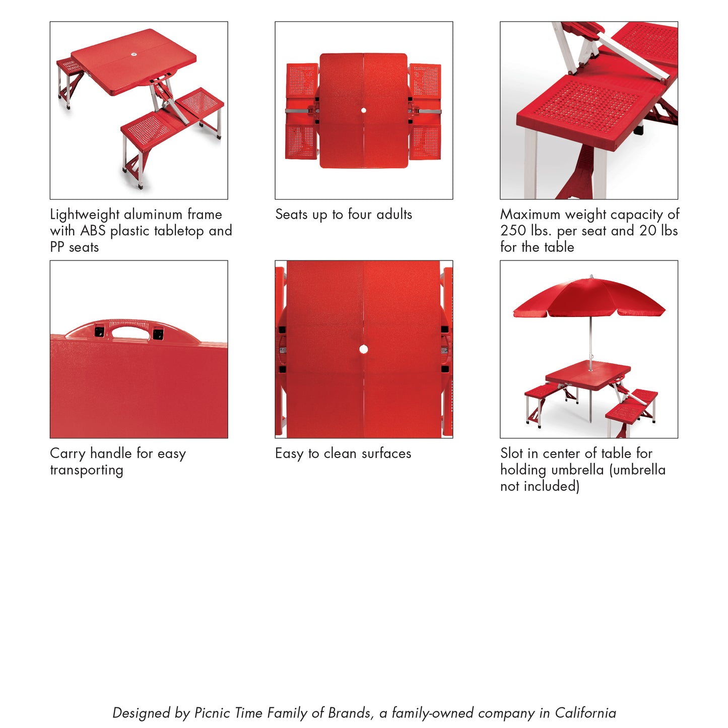 Picnic Table Portable Folding Table with Seats - Hunter Green