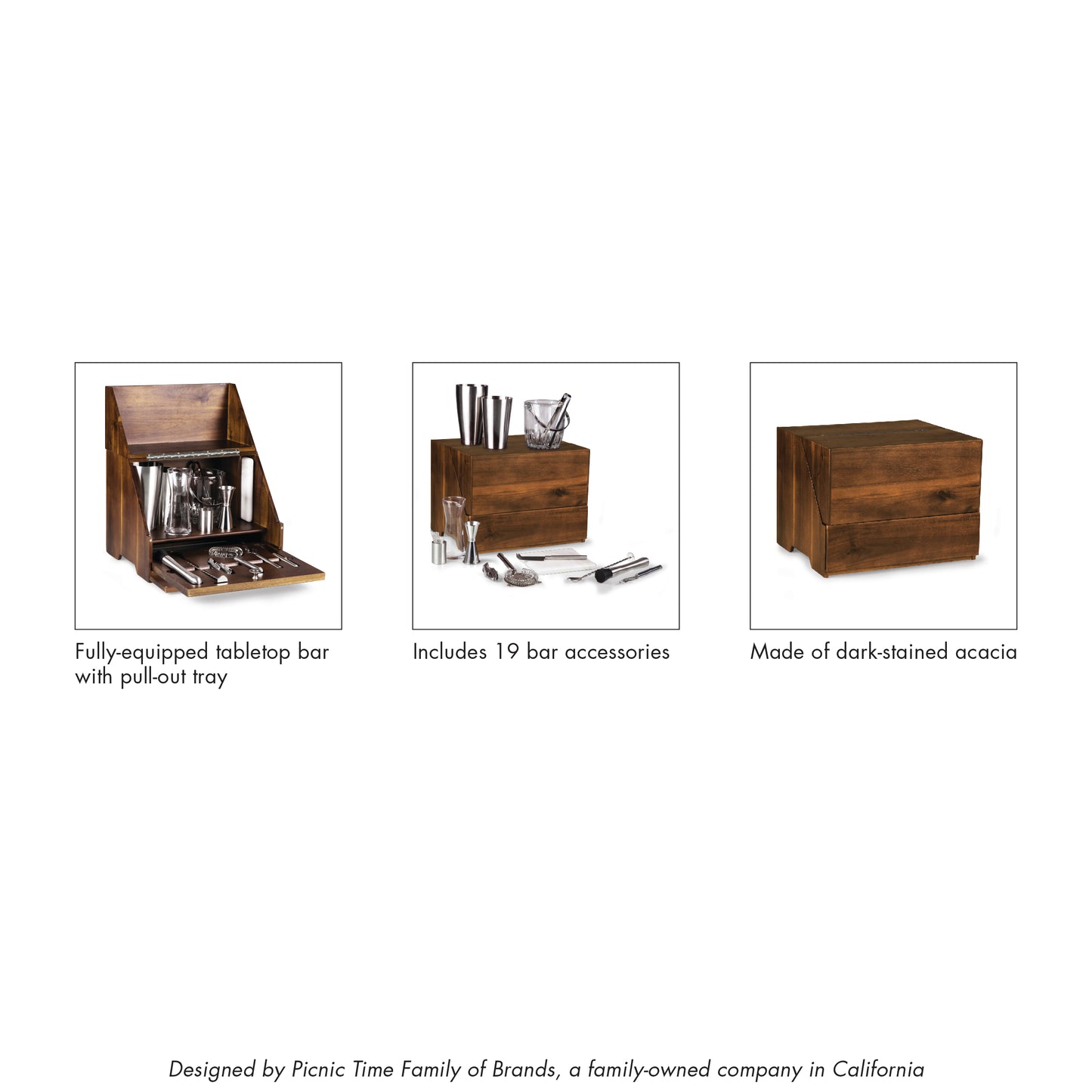 Madison Acacia Tabletop Bar Set