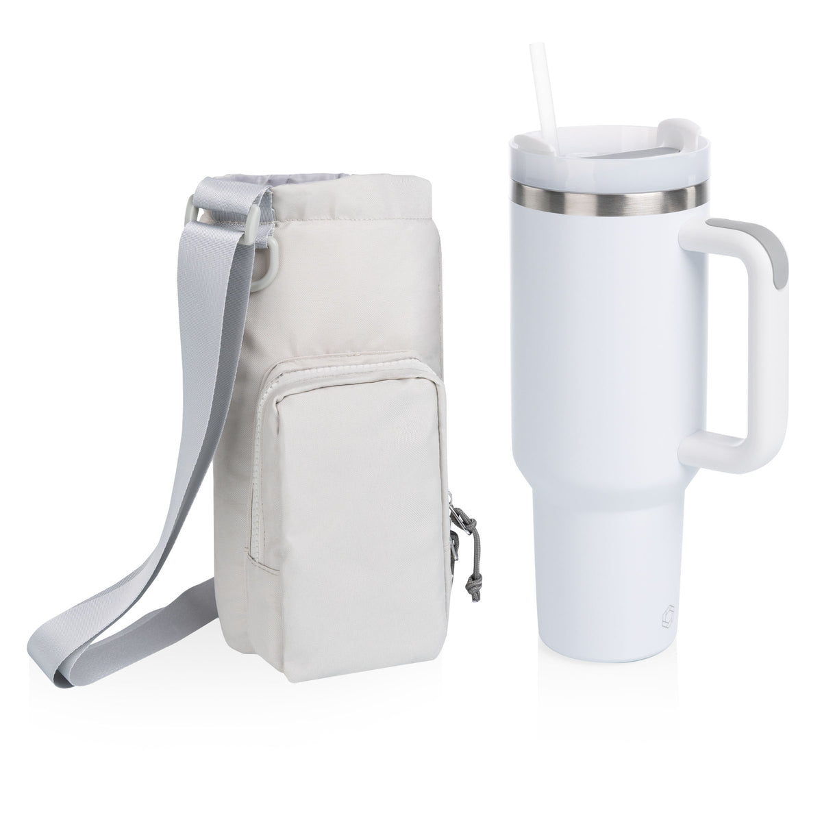 Eclipse 40 oz Travel Tumbler with Carrier Bag Set - Gray & White