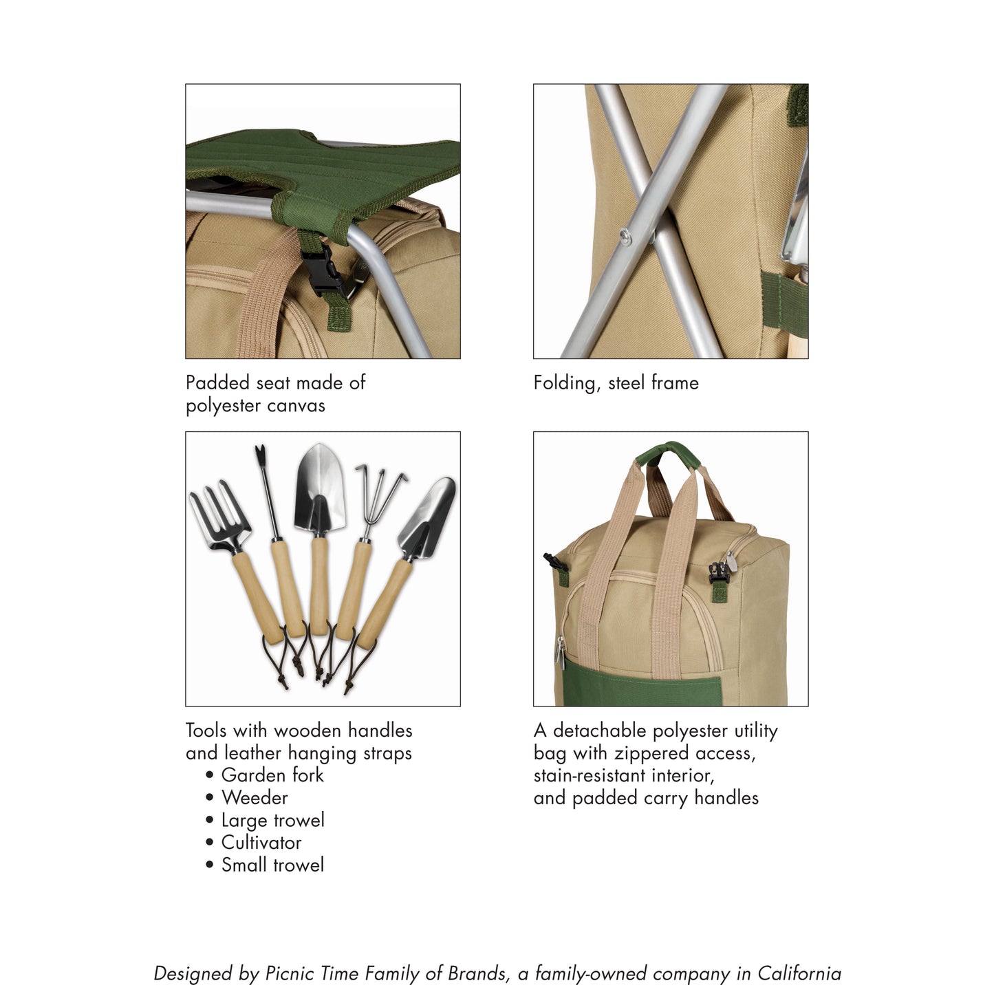 Gardener Folding Seat with Tools