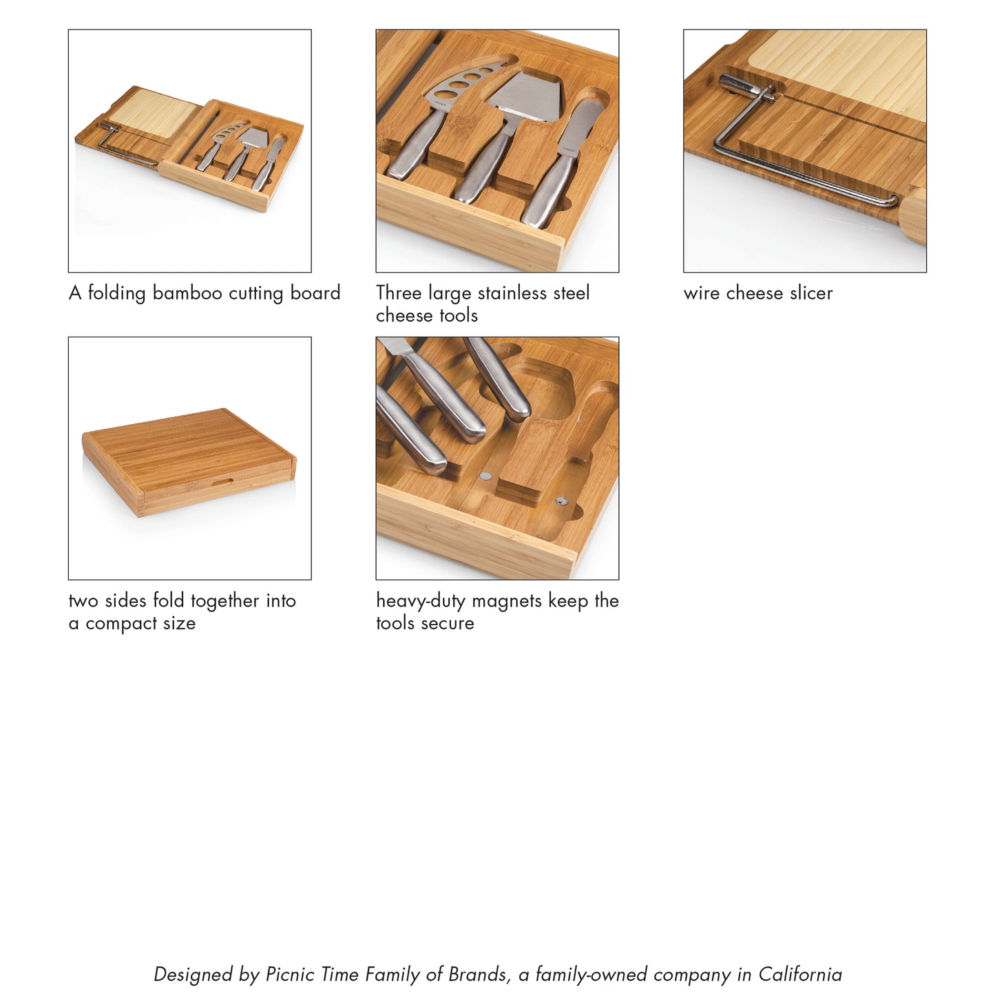 Soirée Cheese Cutting Board & Tools Set with Wire Cutter