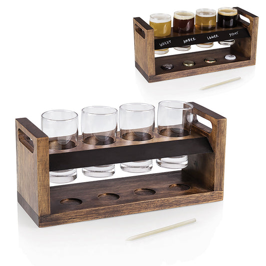 Craft Beer Flight Tasting Set with Chalkboard Labels and Bottle Cap Holders by Picnic Time — Father's Day Gift