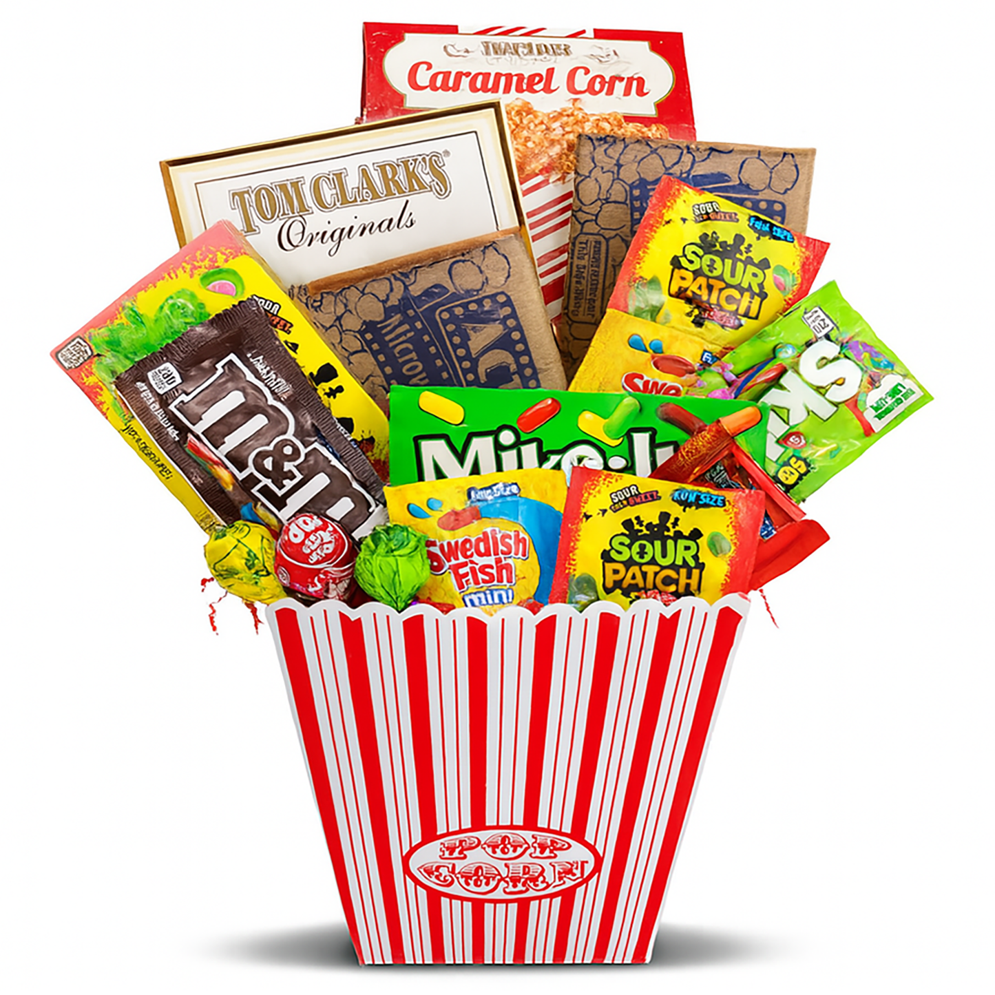 Ultimate Movie Night Gift Basket with Popcorn, Candy and Nostalgic Popcorn Bowl