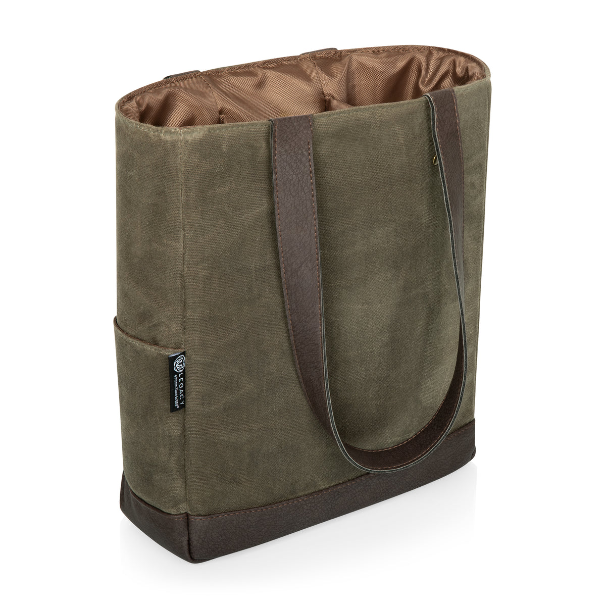 3-Bottle Insulated Wine Cooler Bag | Waxed Canvas & Leatherette with Removable Divider