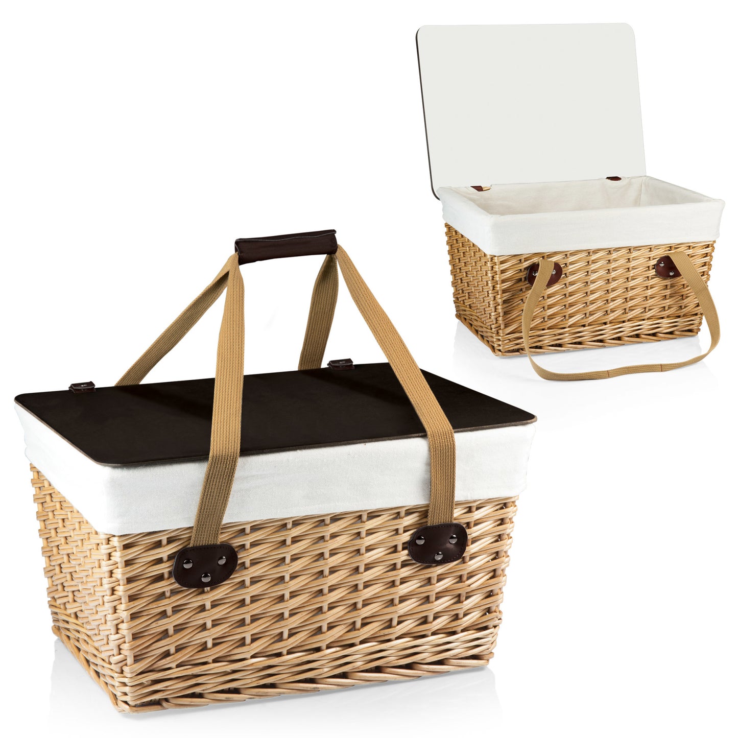 Grande Wicker Picnic Basket for 2 with Removable Lid
