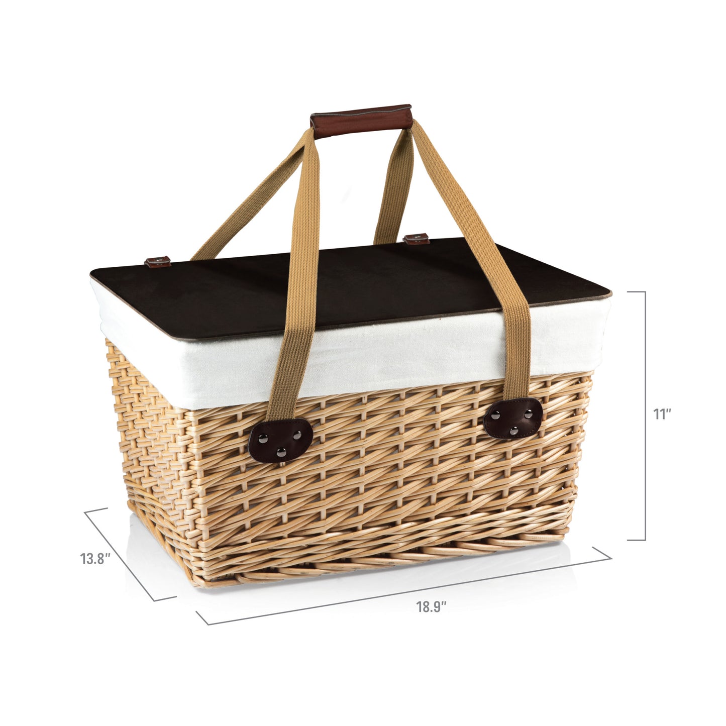Grande Wicker Picnic Basket for 2 with Removable Lid