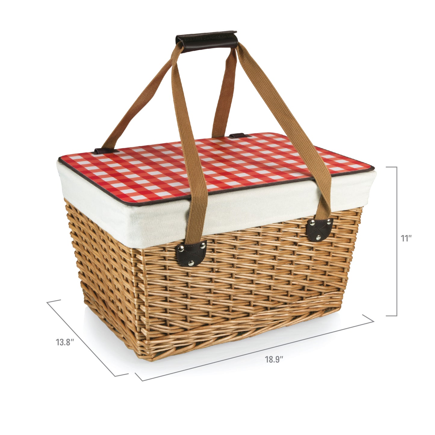 Grande Wicker Picnic Basket for 2 with Removable Lid