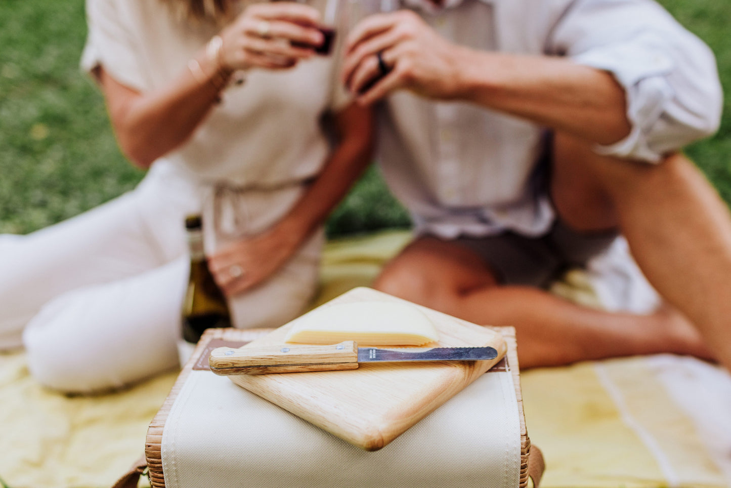 Handwoven Willow Wine & Cheese Picnic Basket with Shoulder Strap