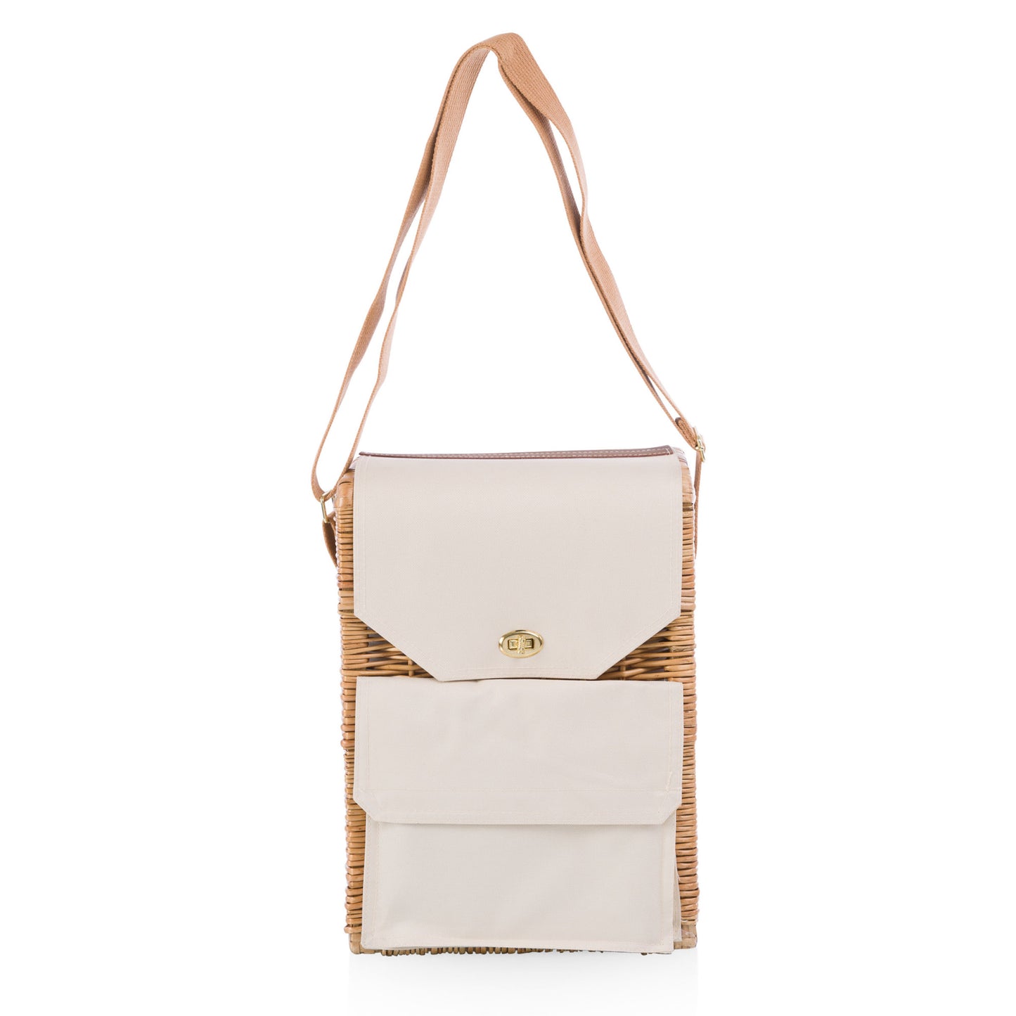 Handwoven Willow Wine & Cheese Picnic Basket with Shoulder Strap