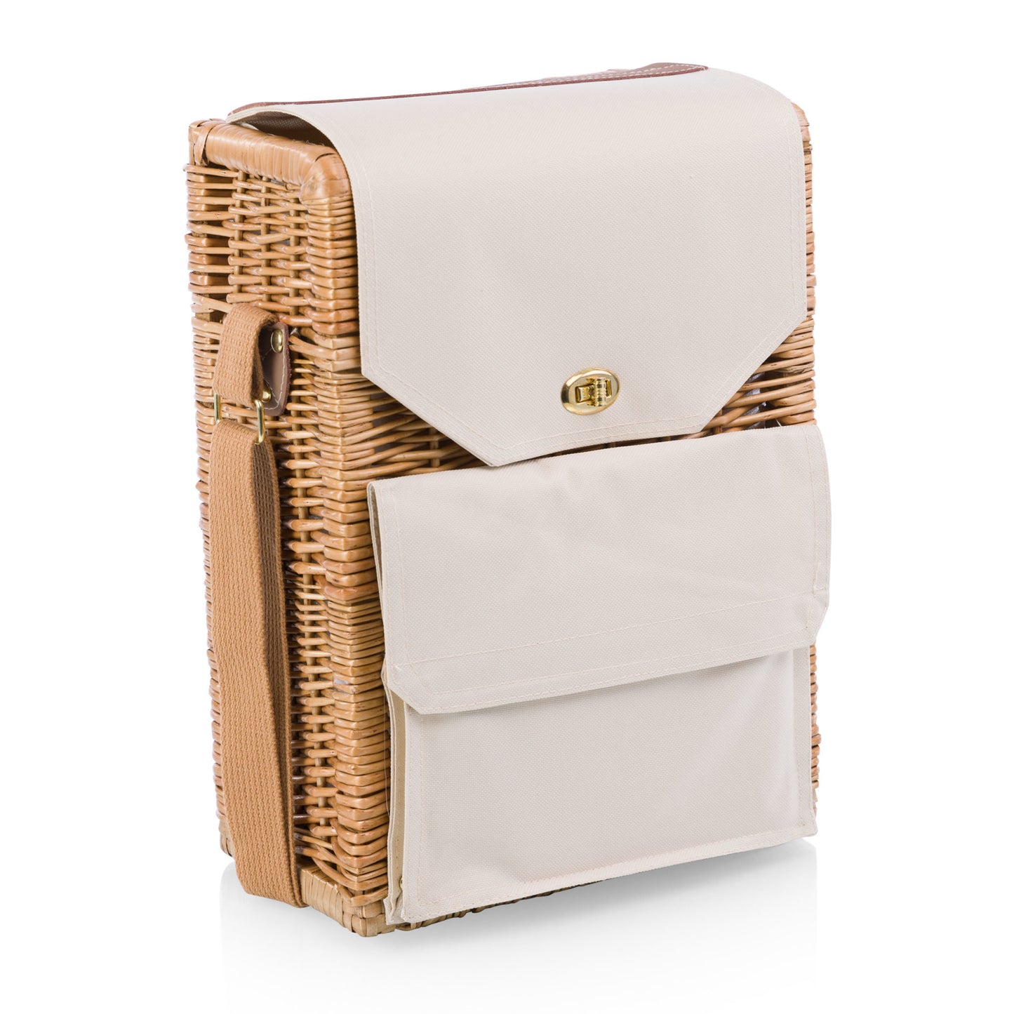 Handwoven Willow Wine & Cheese Picnic Basket with Shoulder Strap