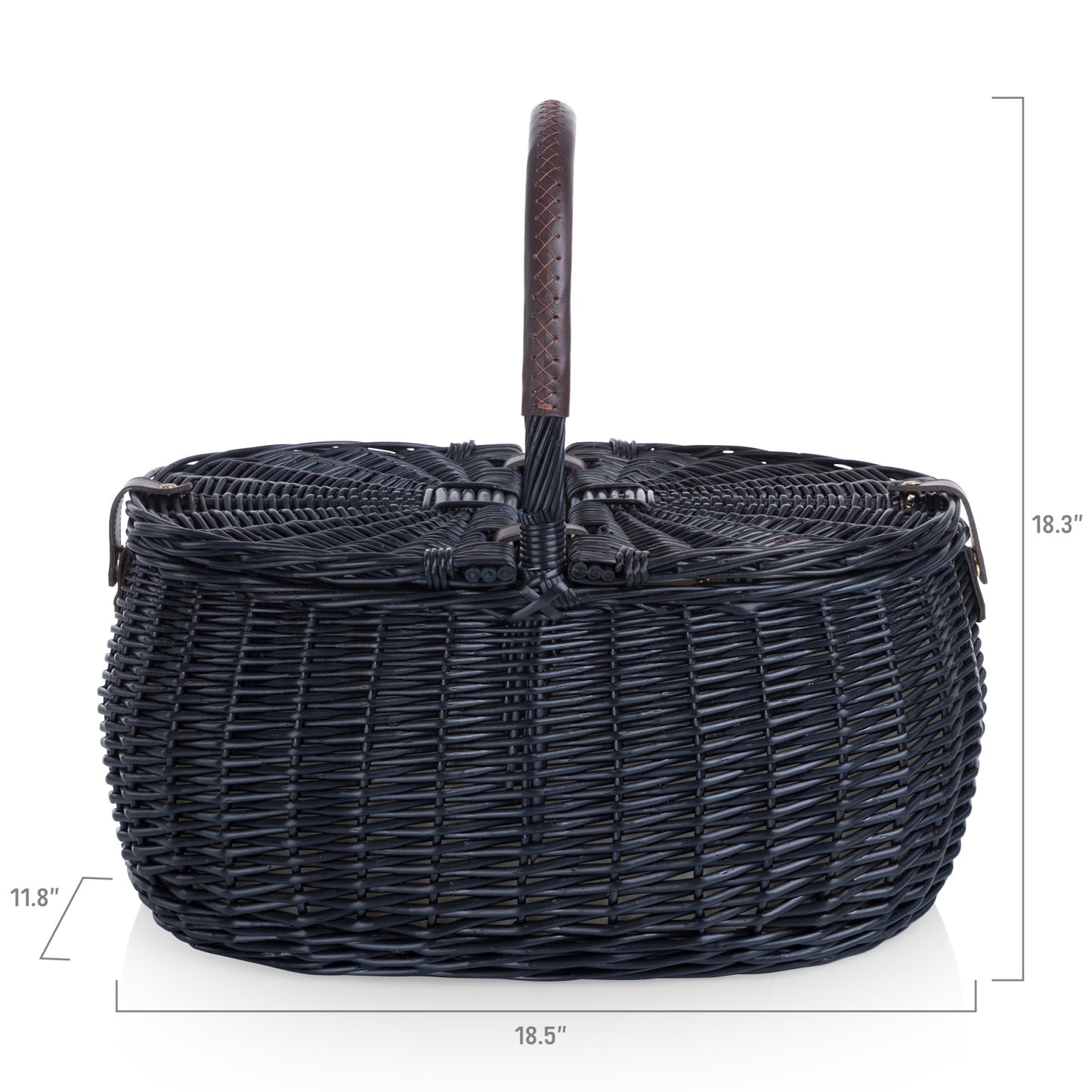 Evening Handwoven Willow Picnic Basket for 2 with Gold-Plated Cutlery