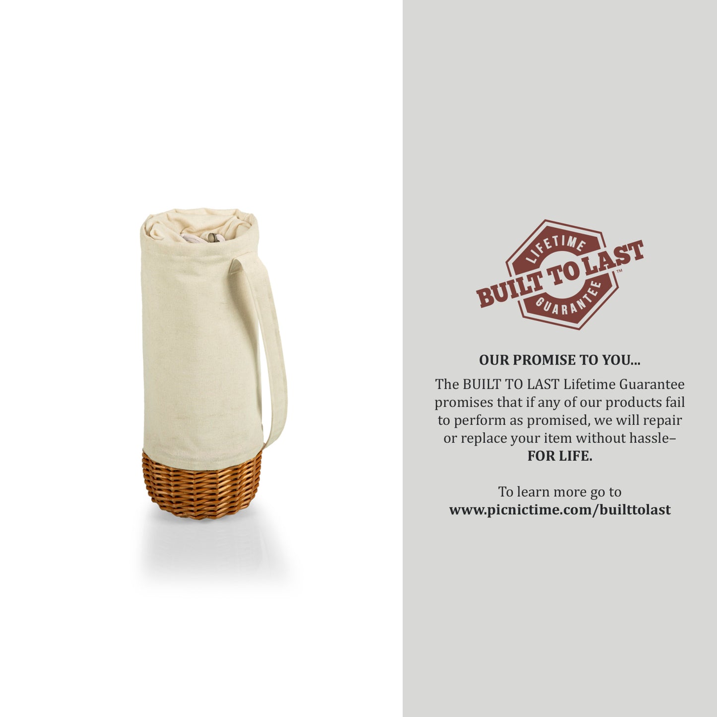 Malbec Insulated Canvas and Willow Wine Bottle Basket