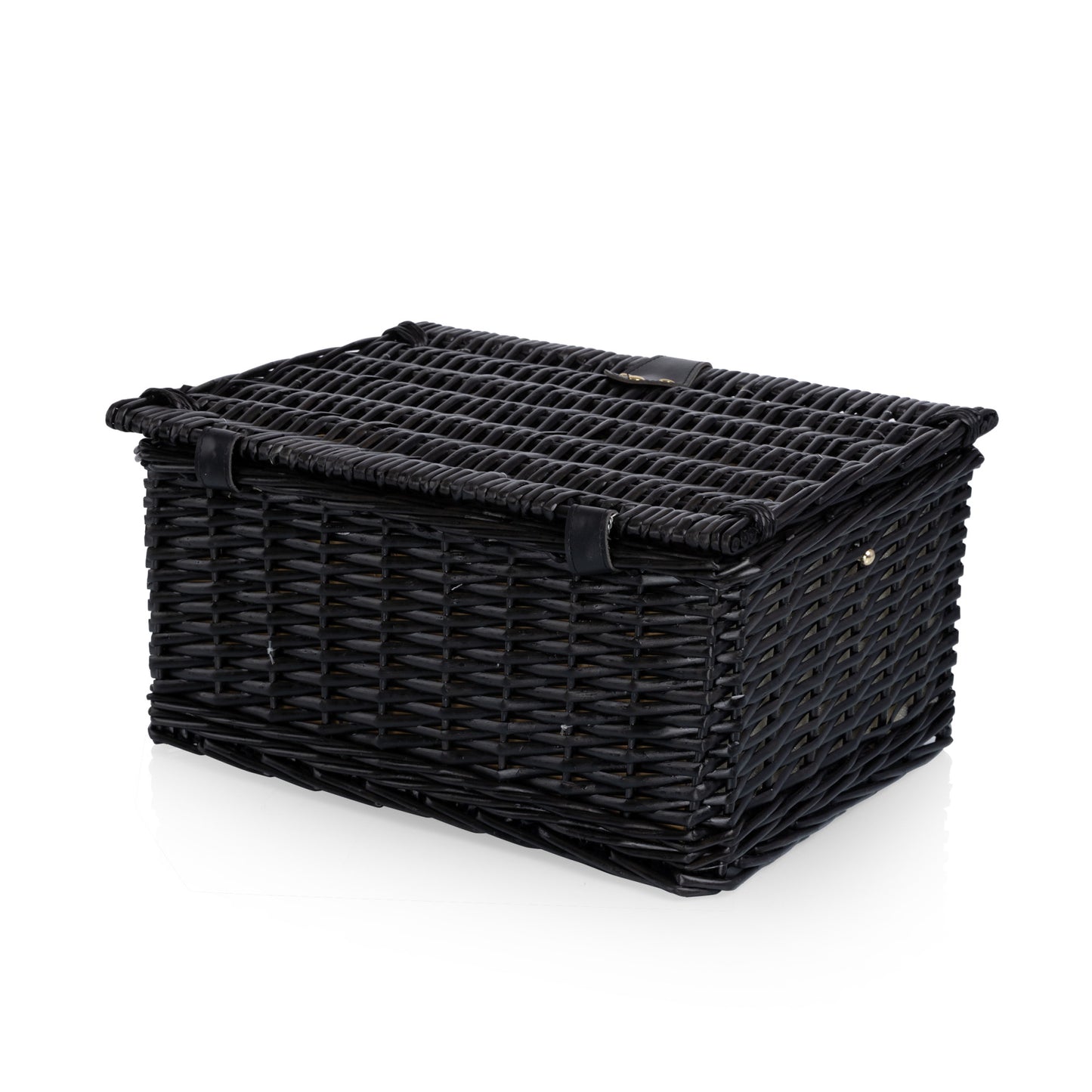 Vintage-Style Wicker Picnic Basket for 2 with Wine Glasses & Full Table Set â€“ Black Willow