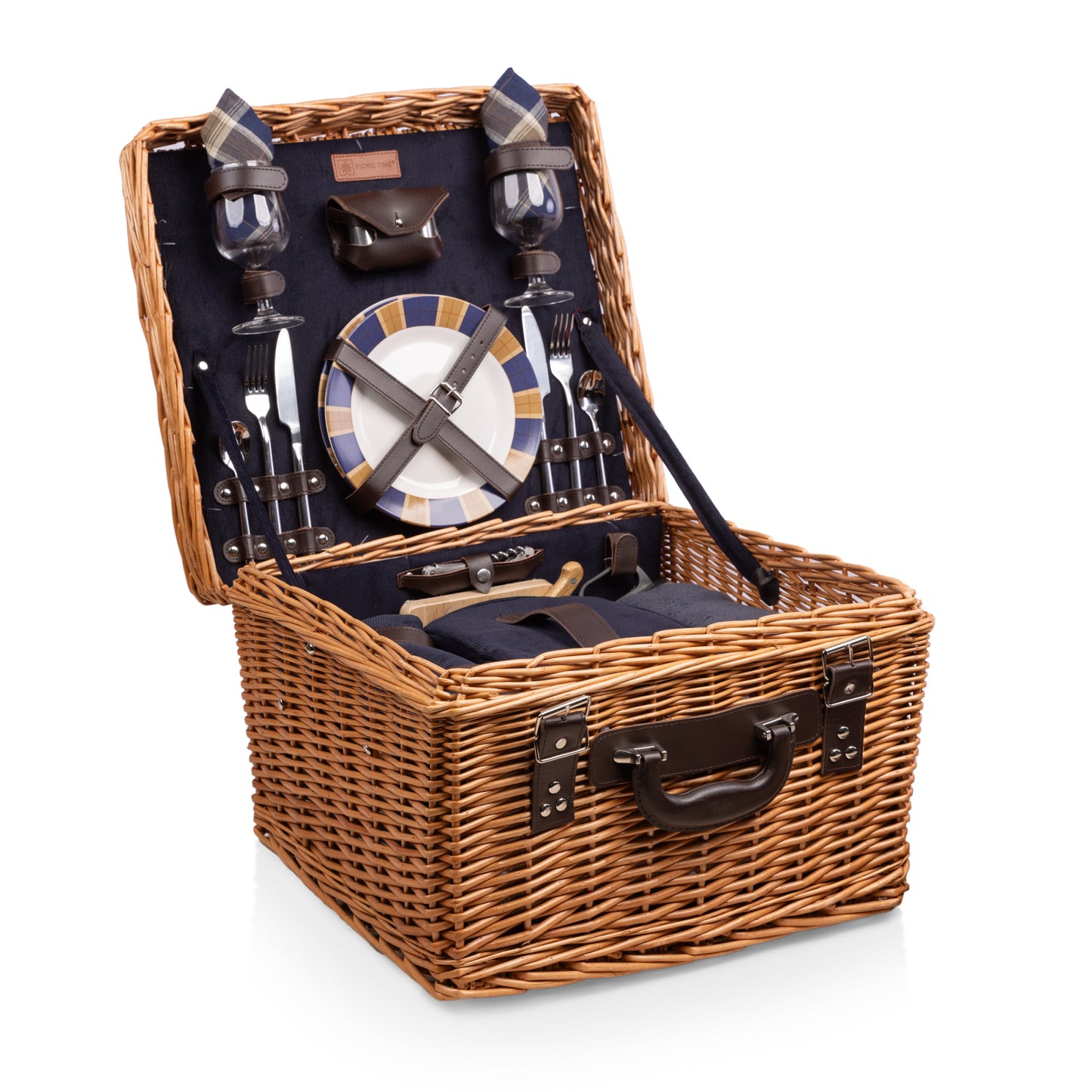 Canterbury Deluxe Wicker Picnic Basket for 2 with Blanket & Coffee Service