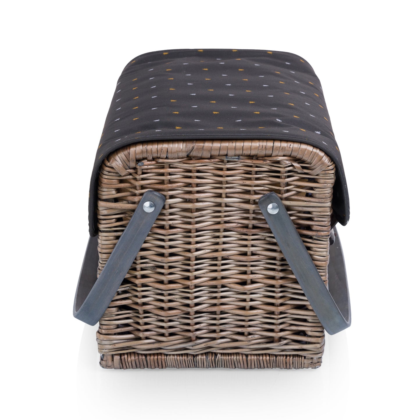 Kabrio Handwoven Willow Wine & Cheese Picnic Basket with Built-In Hardwood Tabletop