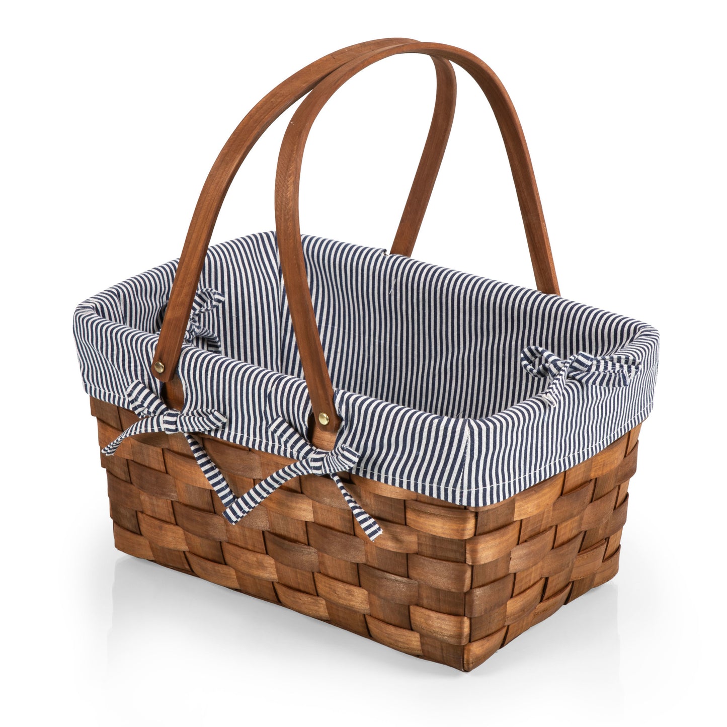 Kansas Handwoven Water Fir Wood Picnic Basket with Plywood Tabletop Lid for 2