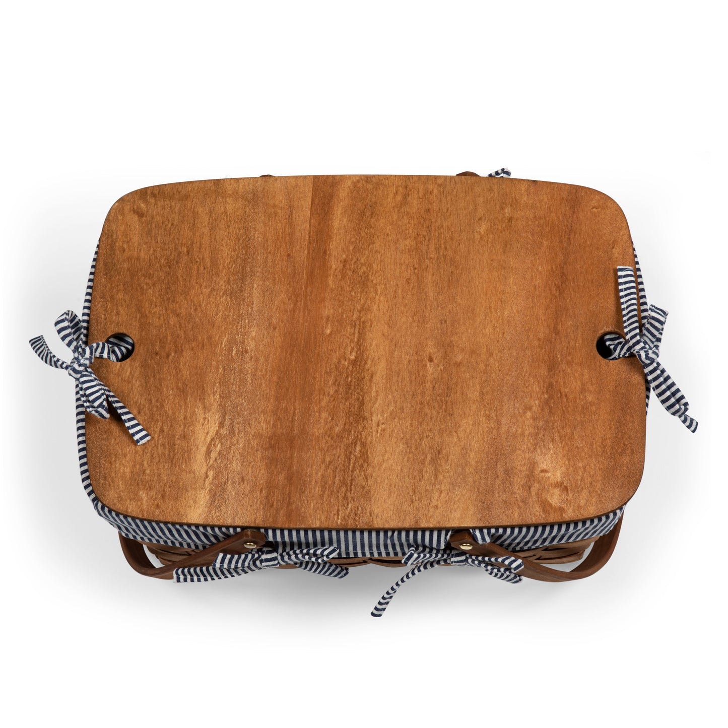 Kansas Handwoven Water Fir Wood Picnic Basket with Plywood Tabletop Lid for 2