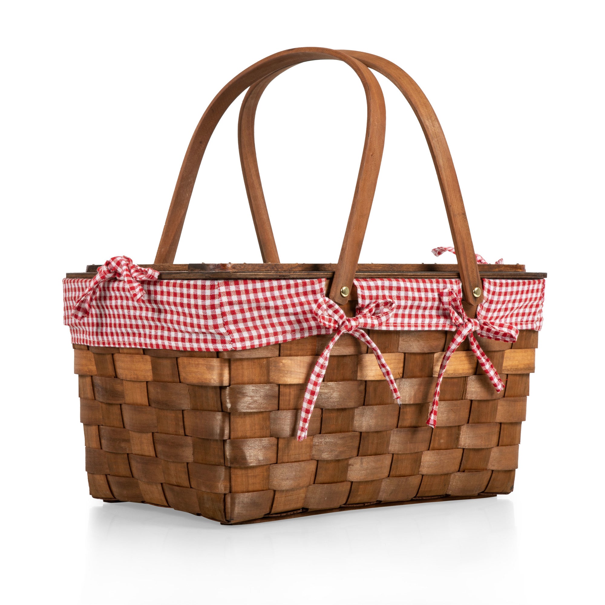 Kansas Handwoven Wood Picnic Basket - Thumbnail 2