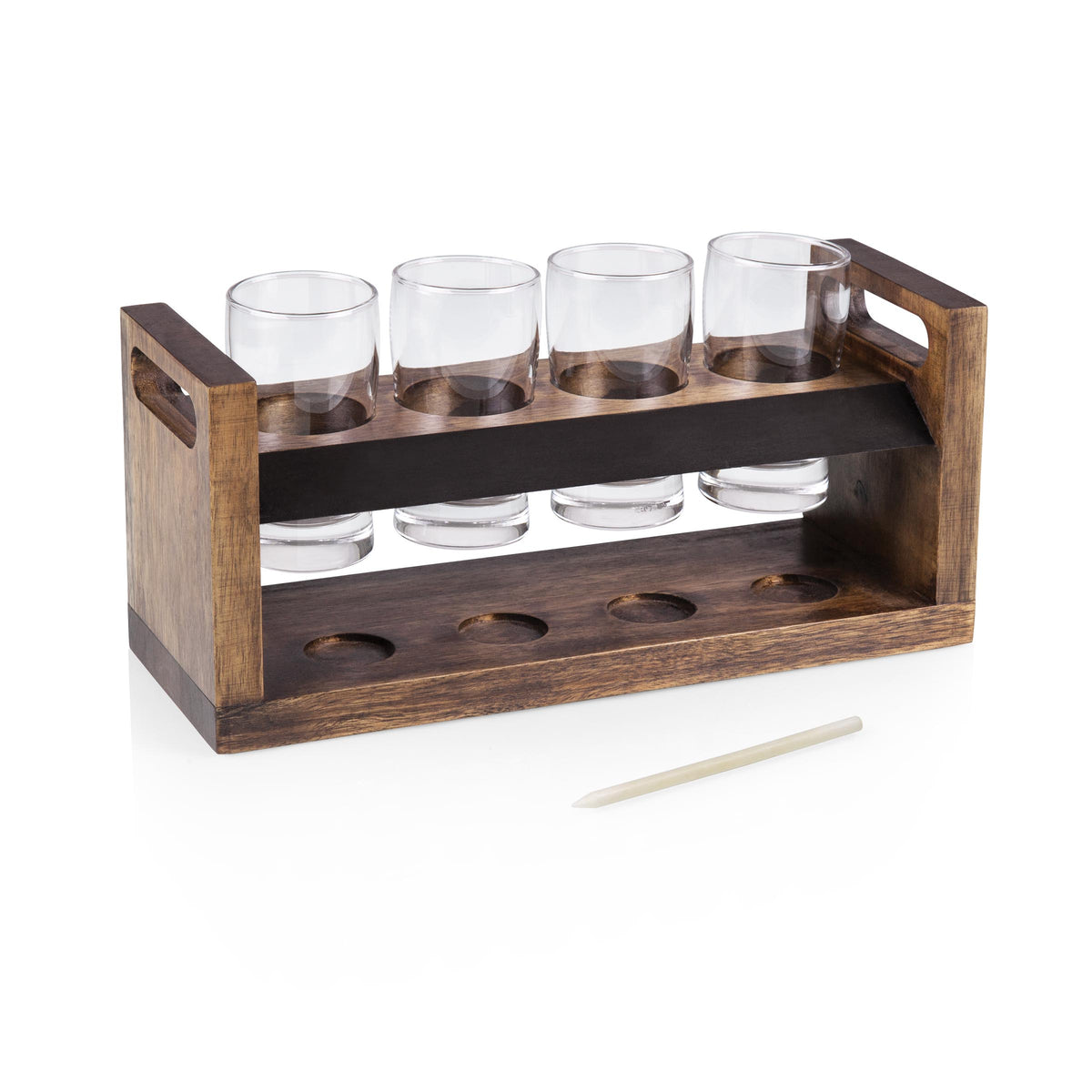 Craft Beer Flight Tasting Set with Chalkboard Labels and Bottle Cap Holders