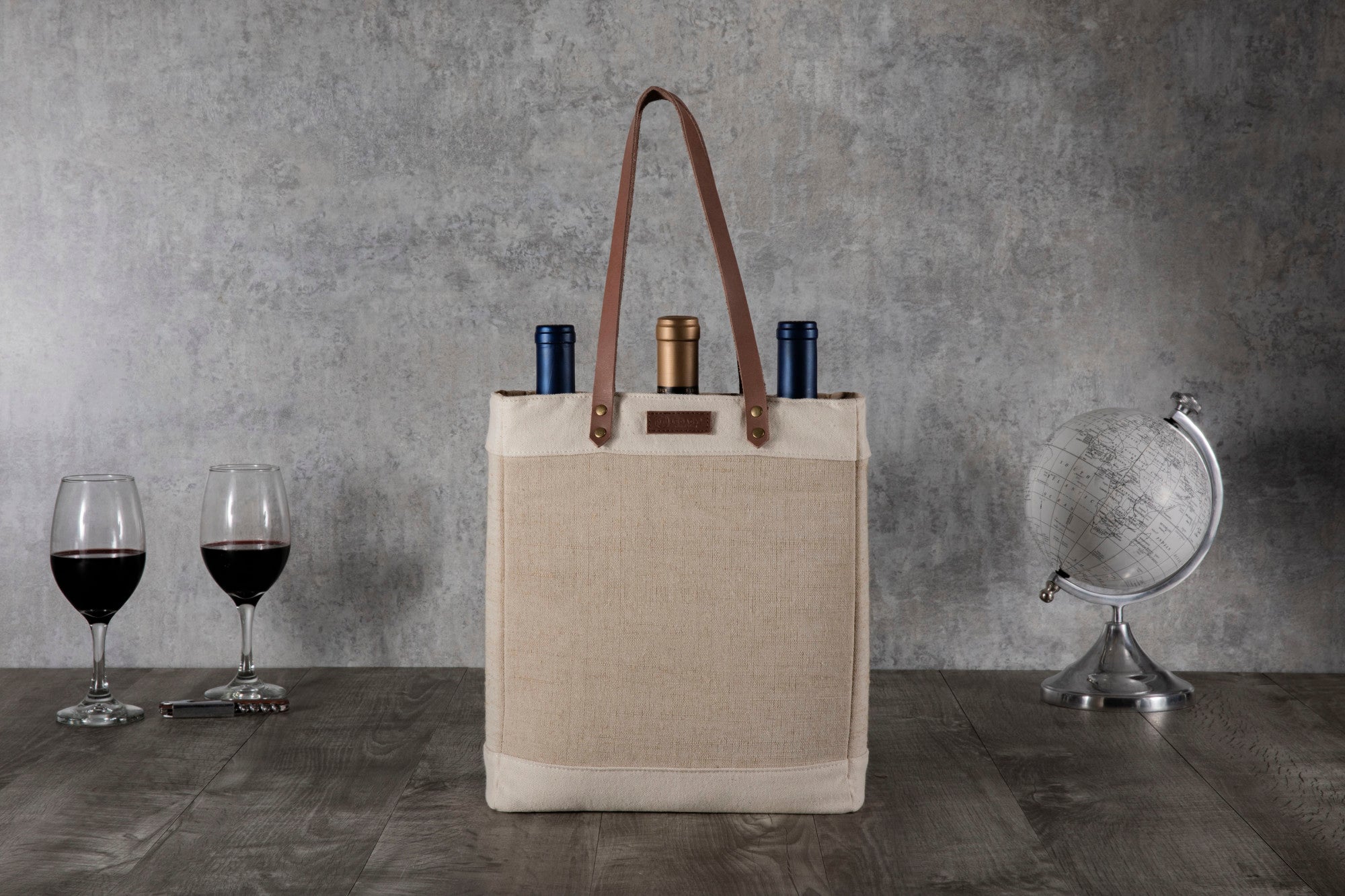 Pinot Jute 3 Bottle Insulated Wine Bag - Thumbnail 5