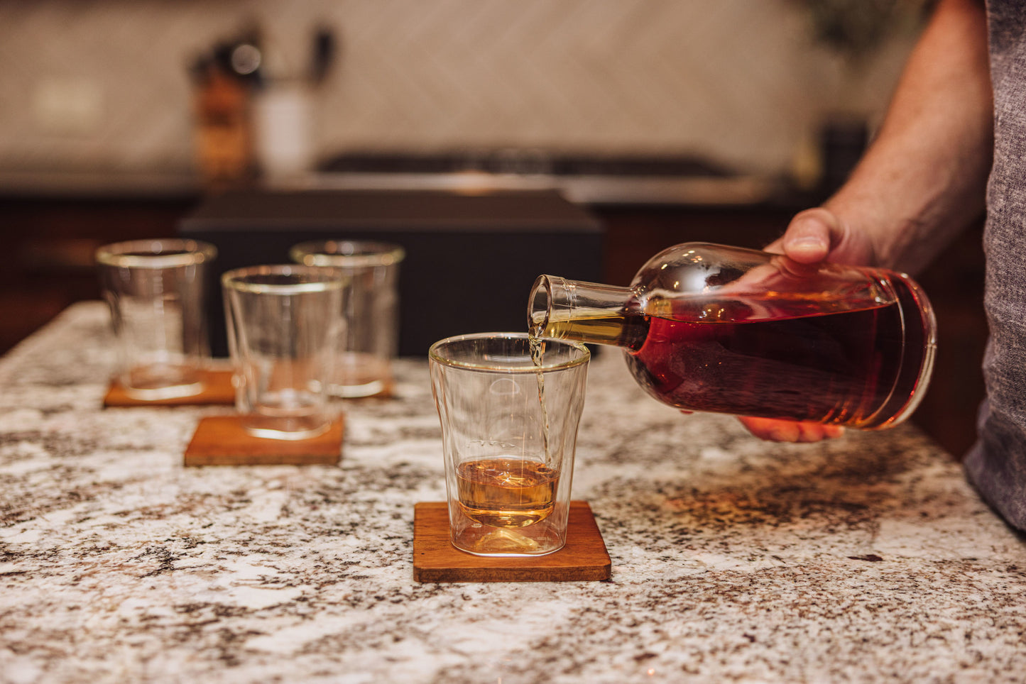 Ambassador Whiskey Box with Decanter and 4 Lowball Glasses