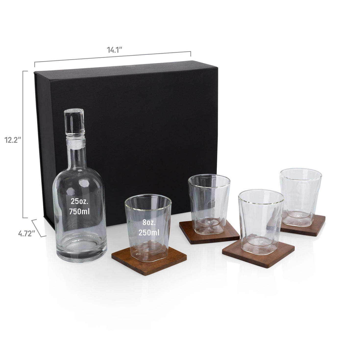 Ambassador Whiskey Box with Decanter and 4 Lowball Glasses