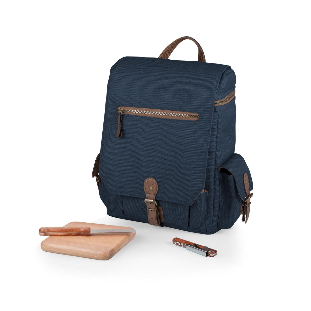 Moreno 3-Bottle Wine & Cheese Tote - Navy Blue