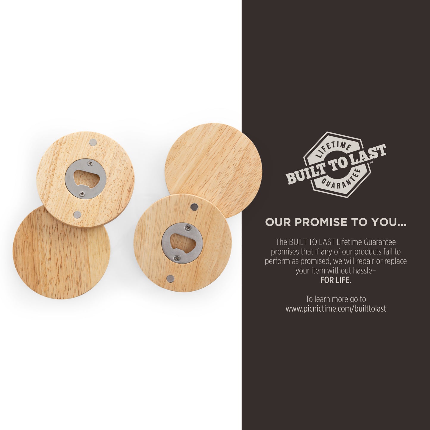 Coasters with Bottle Openers Set of 4