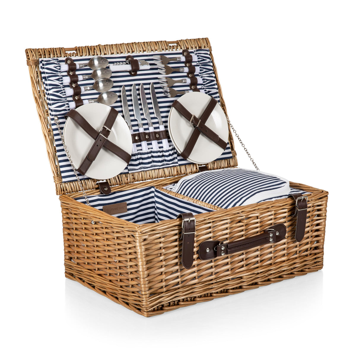 Belmont Wicker Picnic Basket for 4 | English-Style with Cooler Compartment