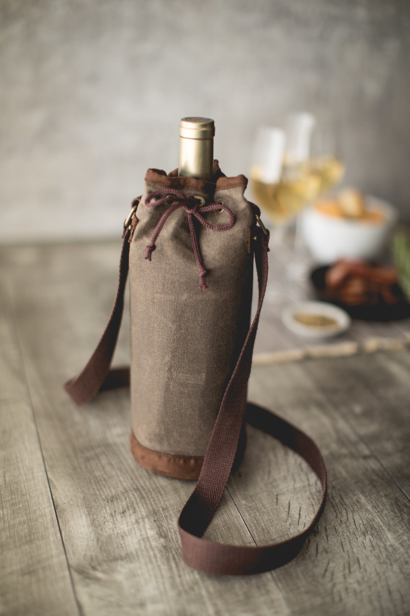 Waxed Canvas Wine Tote - Thumbnail 3