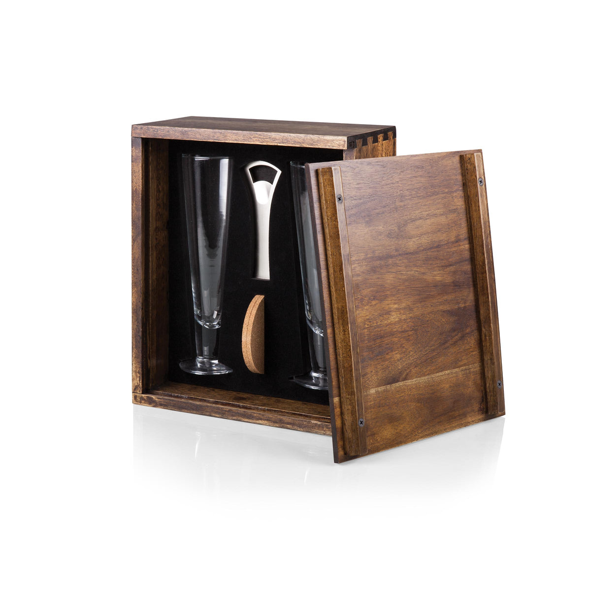 Pilsner Beer Glass Gift Set - Acacia Wood