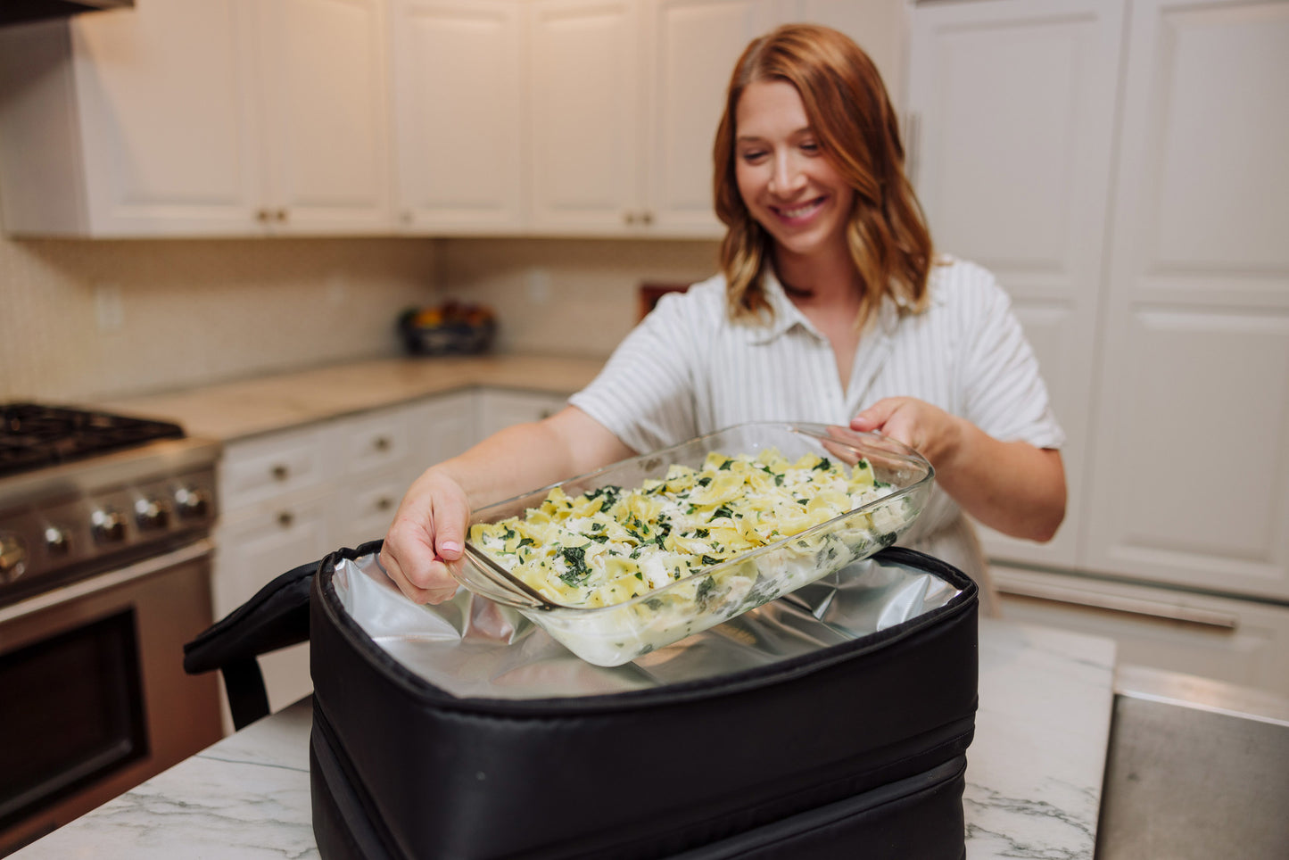 Double Decker Insulated Casserole Tote Made from Recycled Bottles
