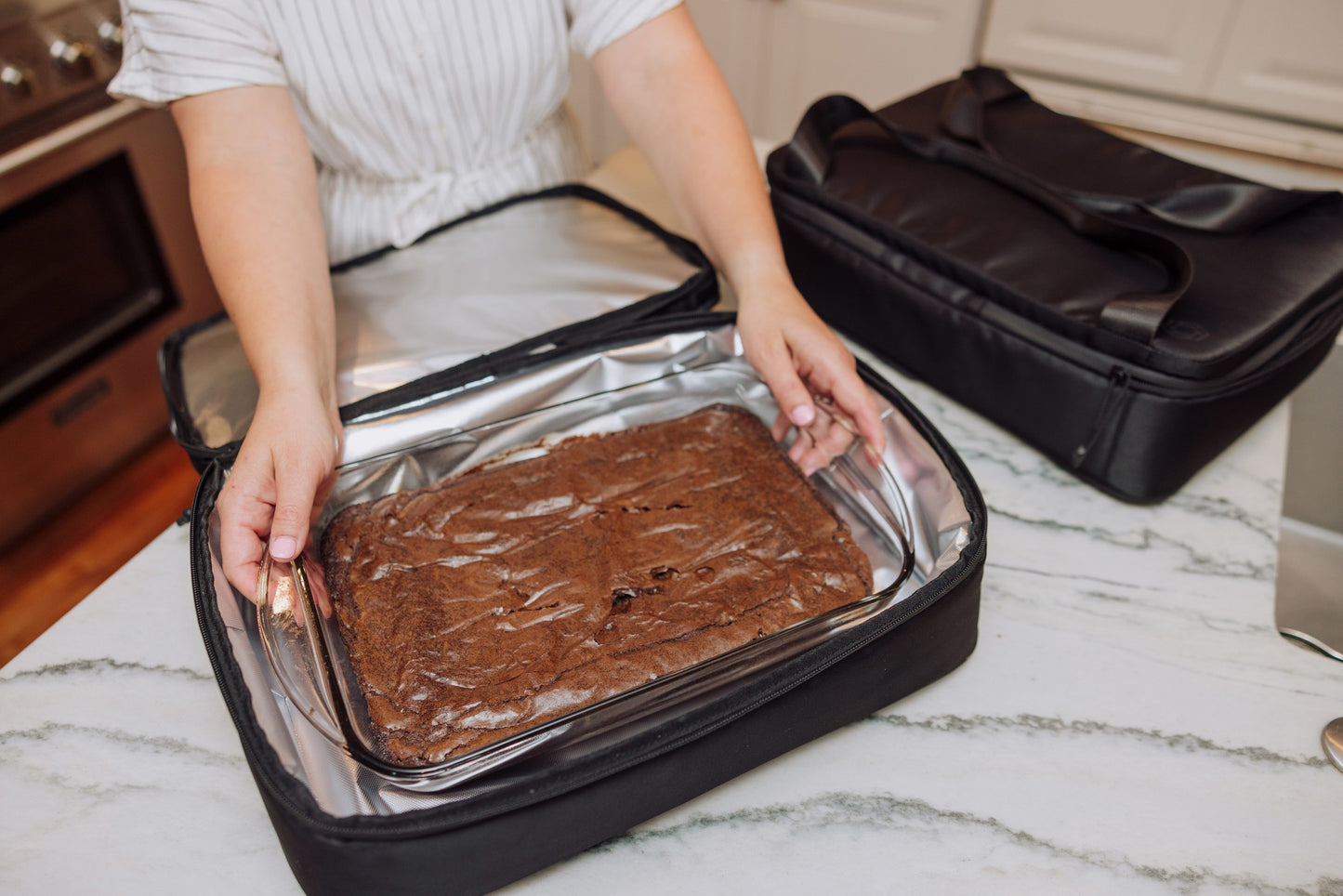 Double Decker Insulated Casserole Tote Made from Recycled Bottles