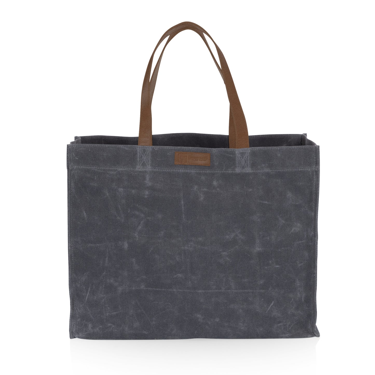 Market Waxed Canvas Tote with Leatherette Handles
