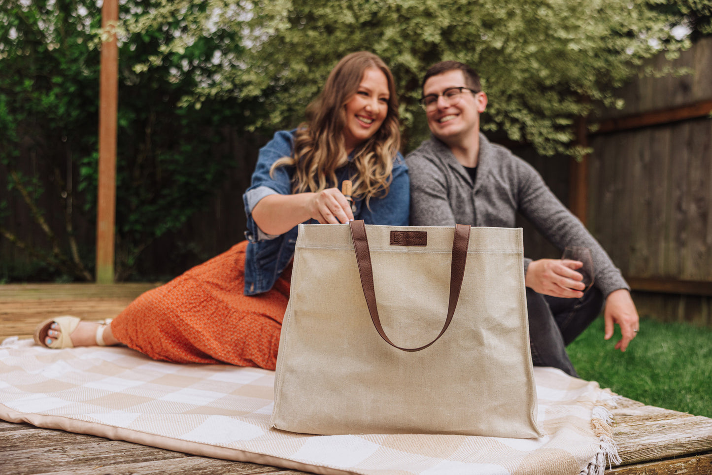 Market Waxed Canvas Tote with Leatherette Handles
