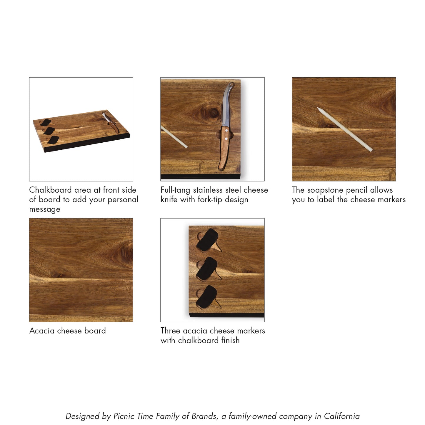 Delio Acacia Cheese Cutting Board & Tools Set