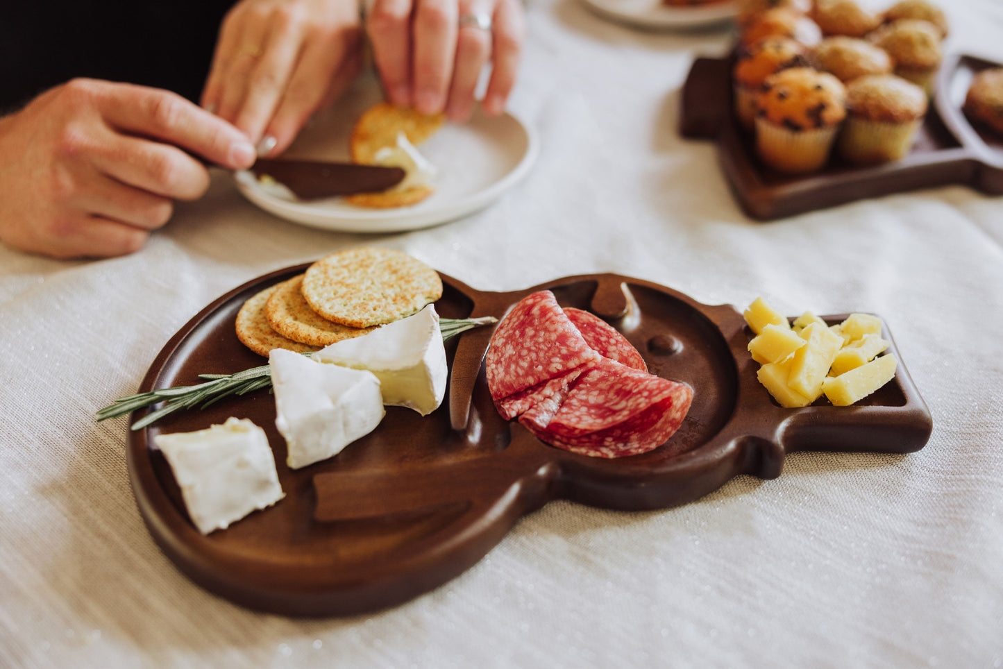 Reversible Snowman Sectioned Serving Tray with Knife