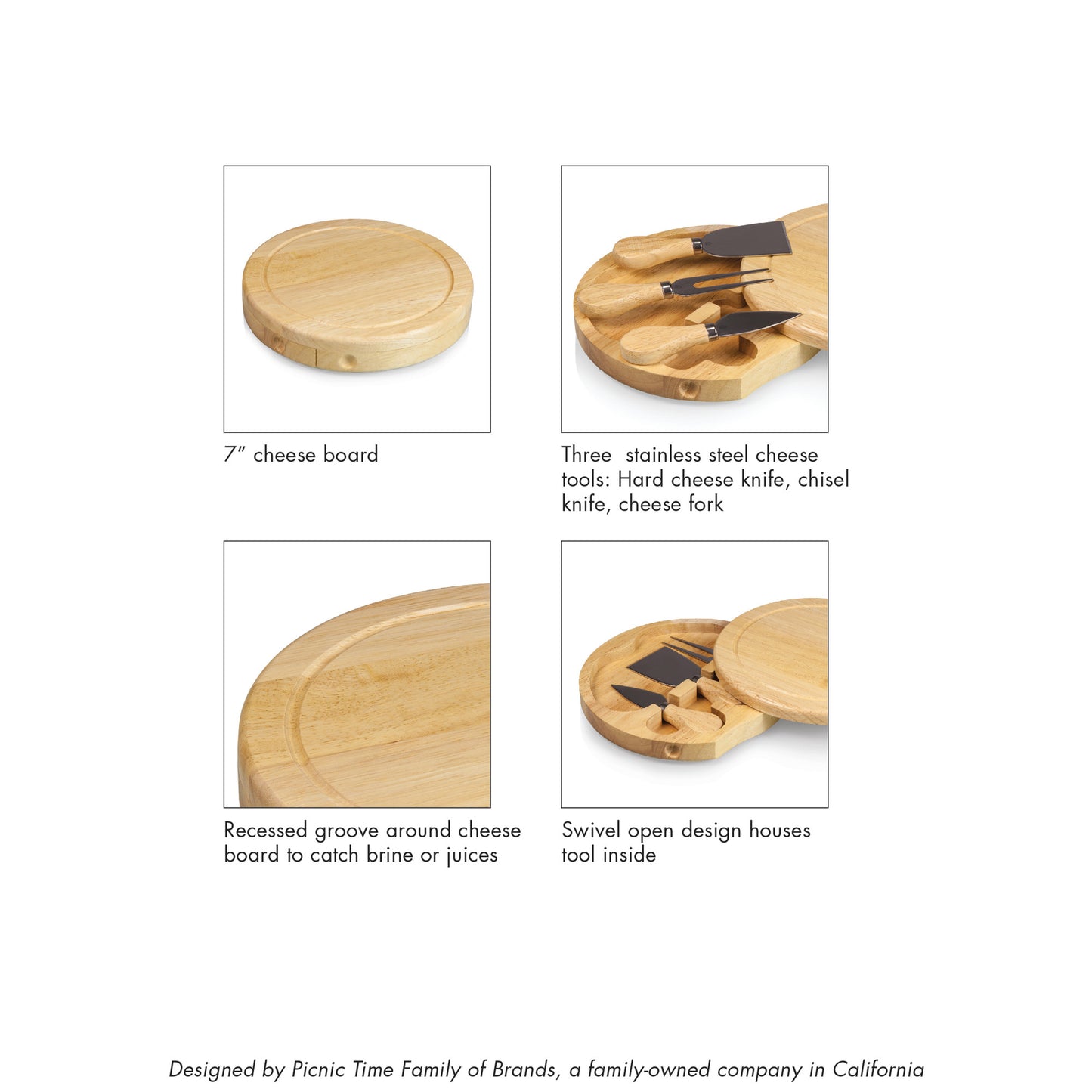 Brie Cheese Cutting Board & Tools Set