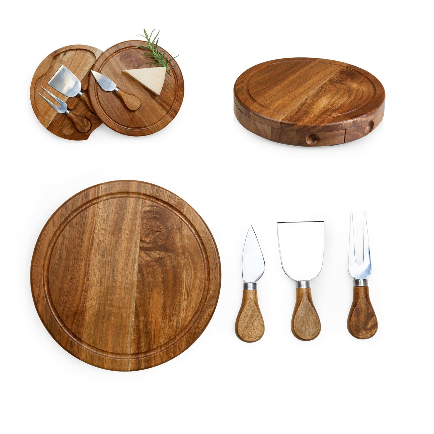 Acacia Brie Cheese Cutting Board & Tools Set