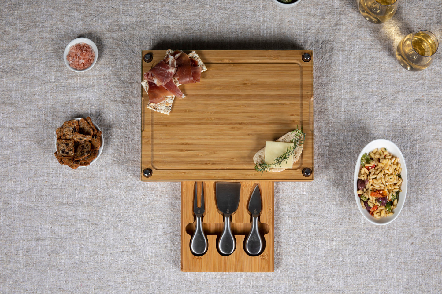 Concerto Glass Top Cheese Cutting Board & Tools Set