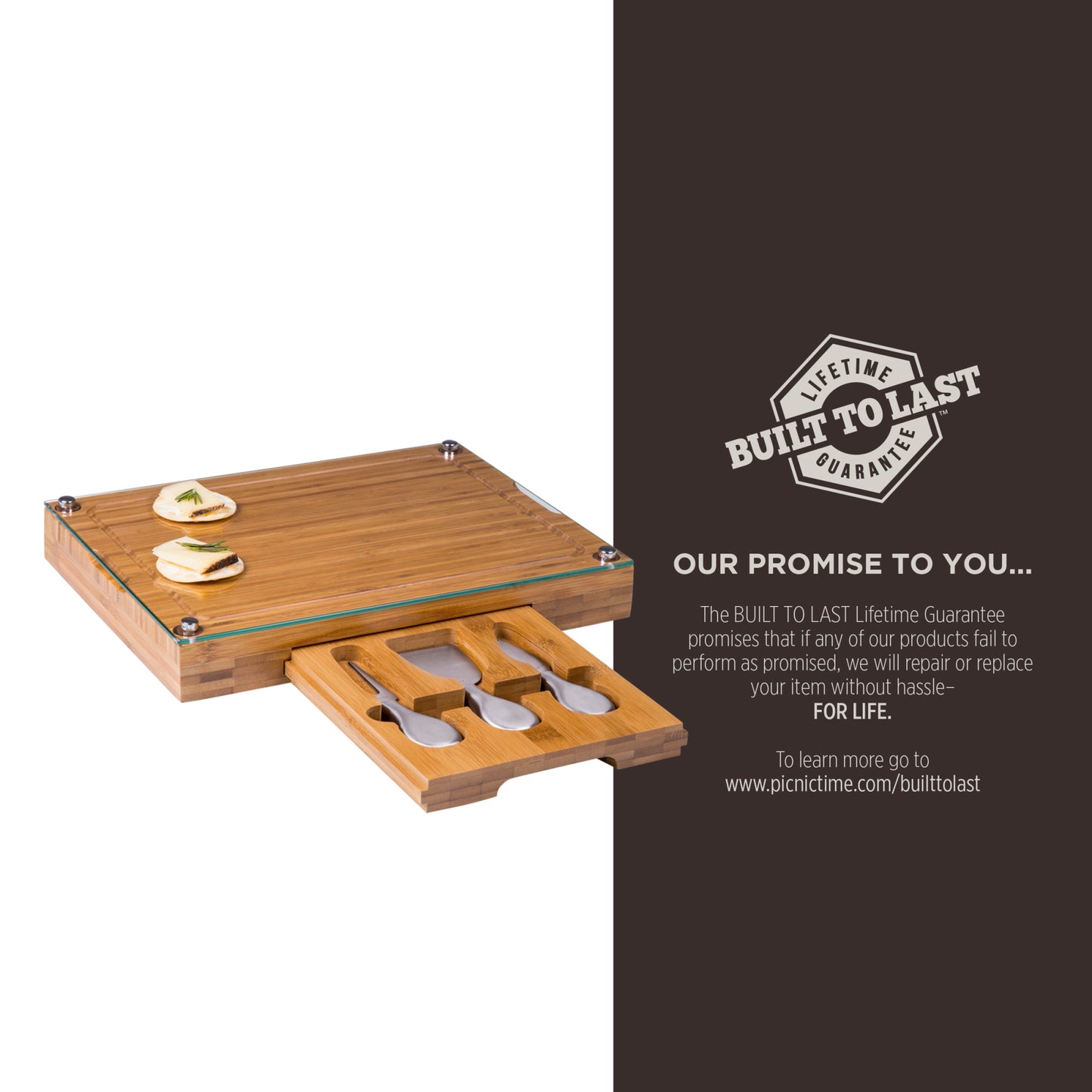 Concerto Glass Top Cheese Cutting Board & Tools Set
