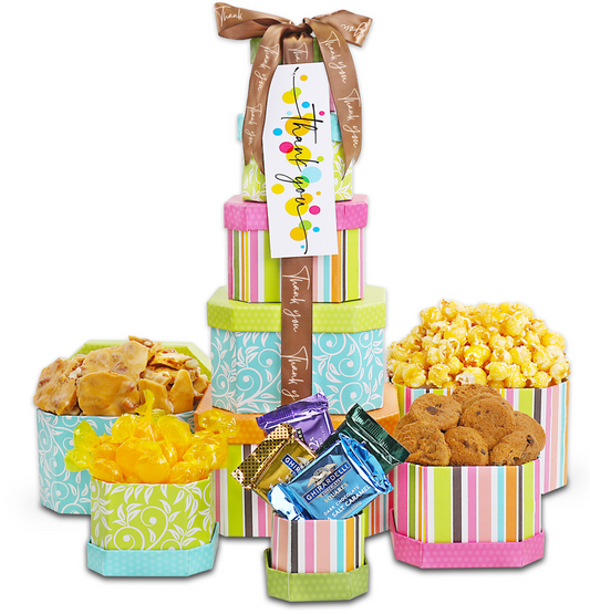 Thank You Gourmet Treats Gift Tower with Sweet and Savory Snacks