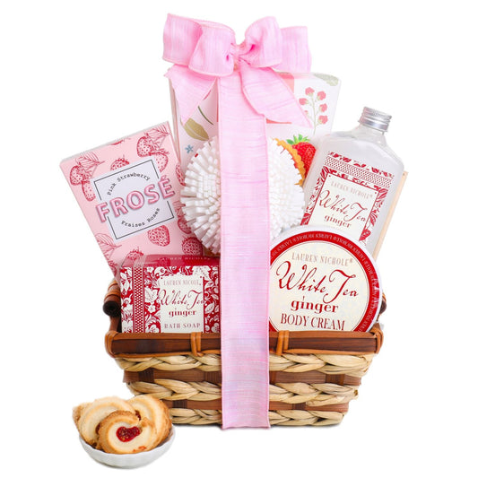 White Tea and Warm Ginger Spa Gift with Soothing Bath Products and Gourmet Tea