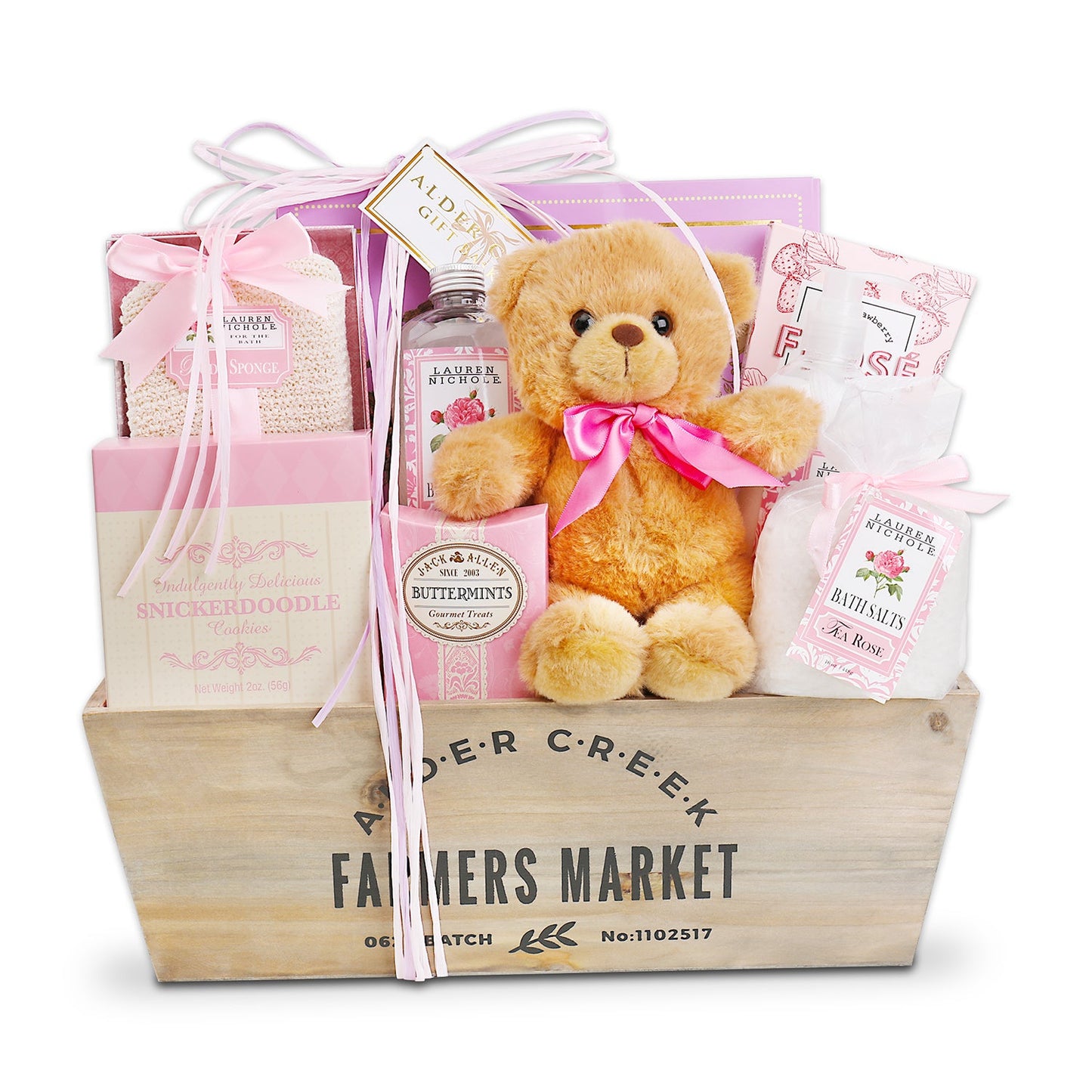 Relax and Unwind Spa Gift Basket with Rose and Lavender Bath Products