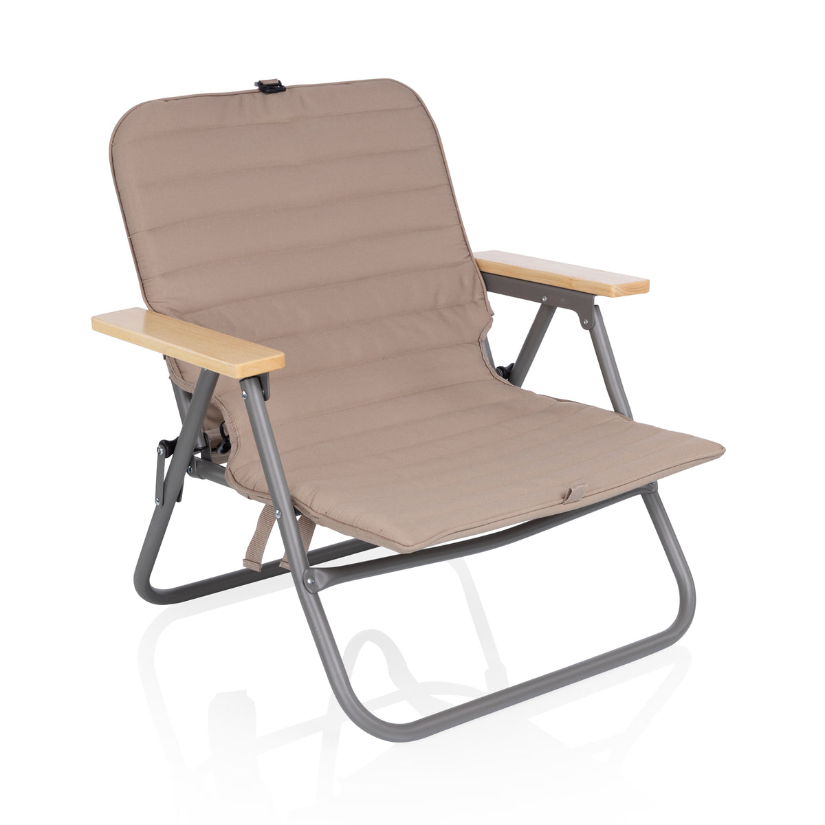 Descanso Padded Folding Beach Chair with Lightweight Frame - Shale Brown