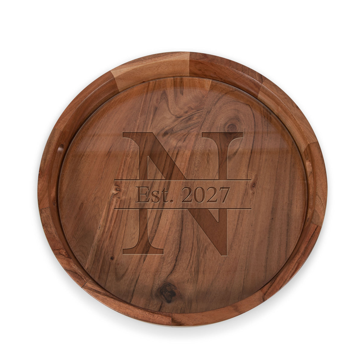 Barista Acacia Serving Tray with Glass Insert 13" - Acacia Wood (907-09-511-743-98)